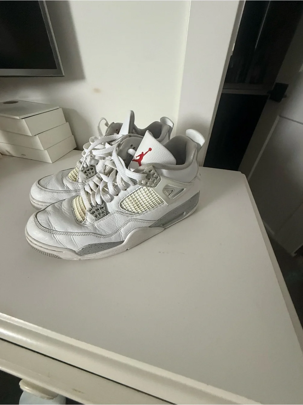 Jordan White and Grey Retro Basketball Sneakers